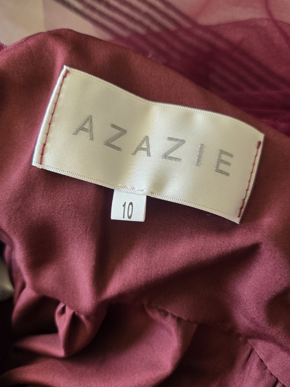 Azazie Girls' Burgandy Tulle Ruffle Shoulder Dress - Picture 3 of 3